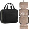 BAGSMART Toiletry Bag Travel Bag with Hanging Hook, Water-resistant Makeup Cosmetic Bag Travel Organizer for Accessories, Shampoo, Full-size Container, Toiletries
