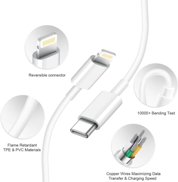 Charger for iPhone Charger Fast Charging USB C Charger Block 3-Pack 20W Fast Charger 6FT USB C Cable i Phone Charger Cord with i Phone14/14 Pro Max/13/13Pro/12/12 Pro/11,iPad - Image 2