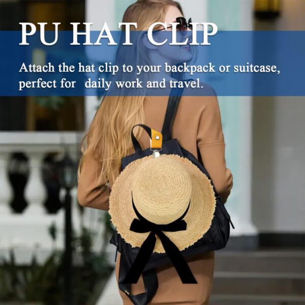 Hat Clip for Travel, Hat Clip for Travel on Bag, PU Leather Hat Clip, Multifunctional Duckbill Hat Clip,Outdoor Hat Companion - Image 2