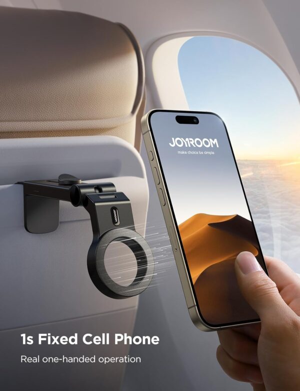 JOYROOM for Magsafe Airplane Phone Holder Travel Essentials,【𝗙𝘂𝗹𝗹 𝗔𝗻𝗴𝗹𝗲 𝗥𝗼𝘁𝗮𝘁𝗶𝗼𝗻】 Hands-Free Plane Phone Holder, Airplane Travel Accessories for iPhone 15 Pro Max & Magsafe Case - Image 2