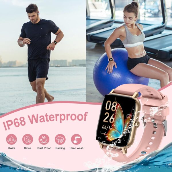 Smart Watch (Answer/Make Calls), 1.85" Smart Watches for Men Women 110+ Sport Modes Fitness Tracker with Sleep Heart Rate Monitor, Pedometer, IP68 Waterproof Fitness Watch for iOS Android, New Pink - Image 7