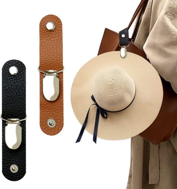 Hat Clip for Travel, Hat Clip for Travel on Bag, PU Leather Hat Clip, Multifunctional Duckbill Hat Clip,Outdoor Hat Companion