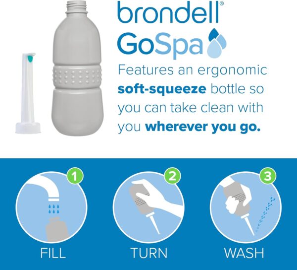Brondell GoSpa Essential Portable Bidet for Everyday Use, Camping, Hiking, and Outdoor Activities, Compact and Discreet, Includes Travel Bag, 400ml, Fog - Image 2