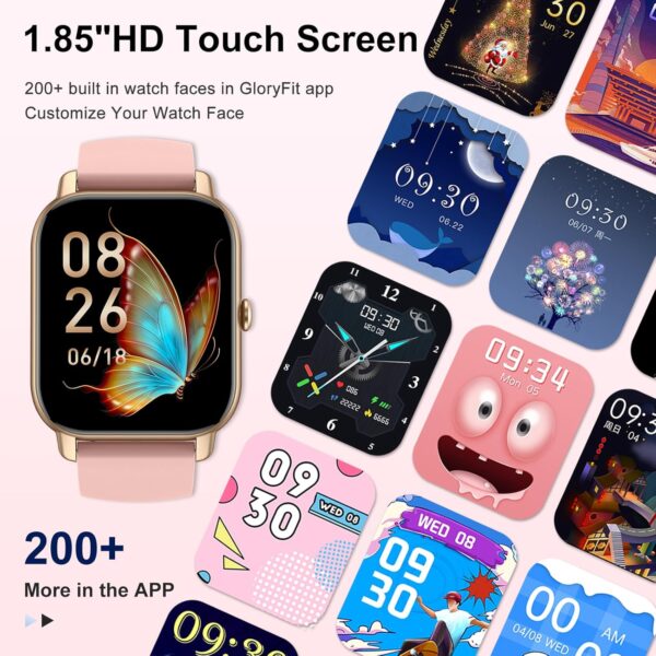 Smart Watch (Answer/Make Calls), 1.85" Smart Watches for Men Women 110+ Sport Modes Fitness Tracker with Sleep Heart Rate Monitor, Pedometer, IP68 Waterproof Fitness Watch for iOS Android, New Pink - Image 2