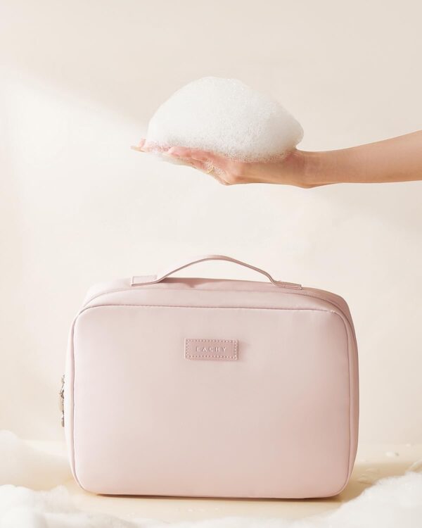 Travel Toiletry Bag with Hanging Hook, Portable Makeup Cosmetic Bags for Women, Water-Resistant Full-Size Travel Accessories (Pink) - Image 7