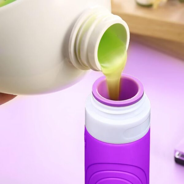 GLAMFIELDS Travel Bottles for Toiletries TSA Approved, 3oz Size Leak Proof Silicone Travel Containers for Shampoo, Lotion,Easy to Squeeze Portable, Essentials for Traveling (4 Pack) Purple - Image 3