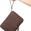 LANNSYNE Full Grain Leather Travel Cable Accessories Bag, Electronic Organizer Carry Case Double Layer Storage Case for Charger, Phone, Power Bank, Cables - Image 5