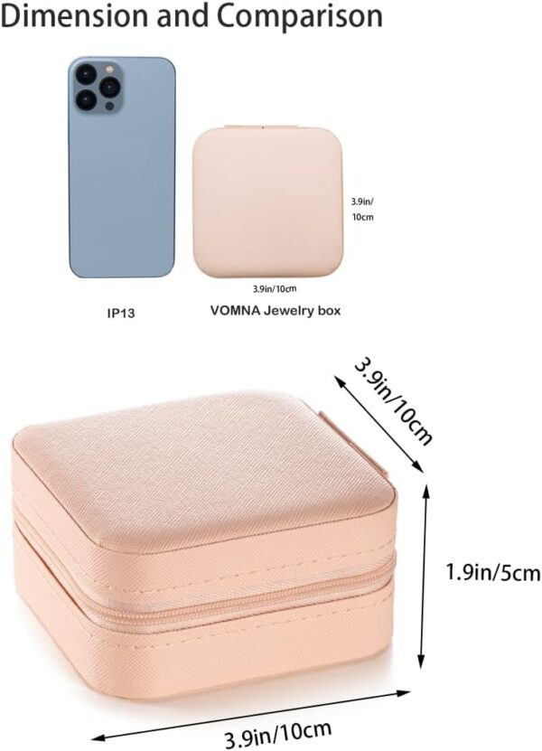 Mini Jewelry Travel Case,Small Jewelry Box,Traveling Jewelry Organizer,Portable Jewellery Storage Holder for Rings Earrings Necklace Bracelet Bangle for Girls Women(Pink - 1 pack) - Image 5
