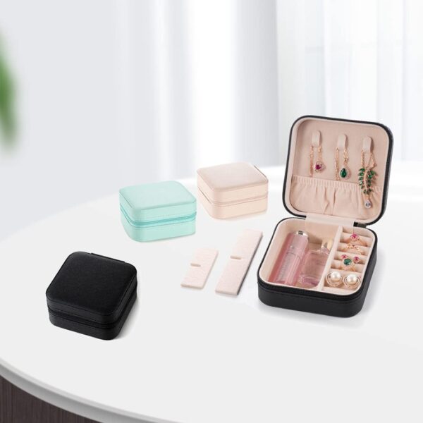 Mini Jewelry Travel Case,Small Jewelry Box,Traveling Jewelry Organizer,Portable Jewellery Storage Holder for Rings Earrings Necklace Bracelet Bangle for Girls Women(Pink - 1 pack) - Image 7