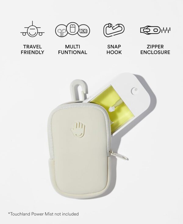 Touchland Touchette Zippered Pouch, Attachable Fashion Accessory with Snap Hook for Power Mist and Glow Mist 1FL OZ, Ivory - Image 6