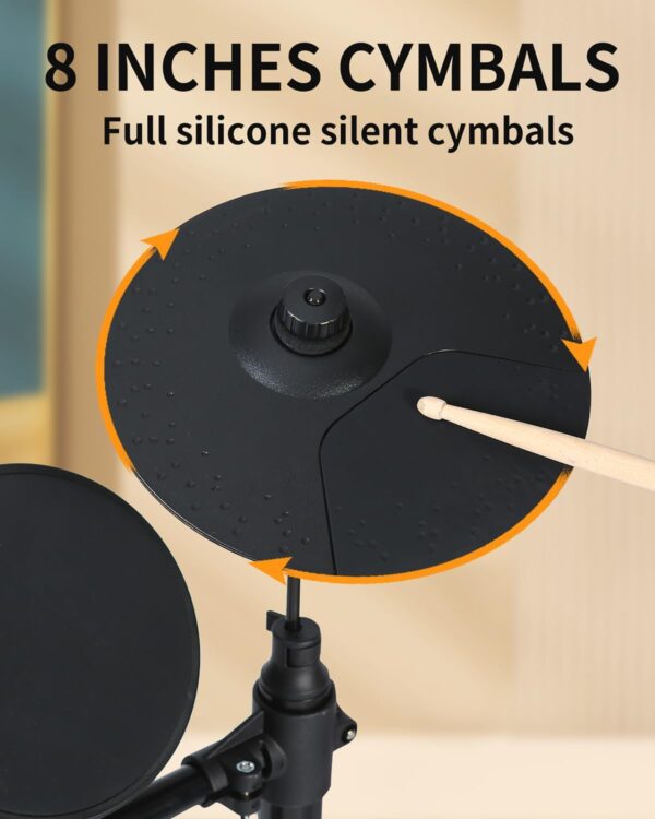 Electronic Drum Set,Electric Drum Set for Beginner with 150 Sounds,Drum Set With 4 Quiet Electric Drum Pads,2 Switch Pedal,Drum Throne,Drumsticks,On-Ear Headphones - AED-400 - Image 5
