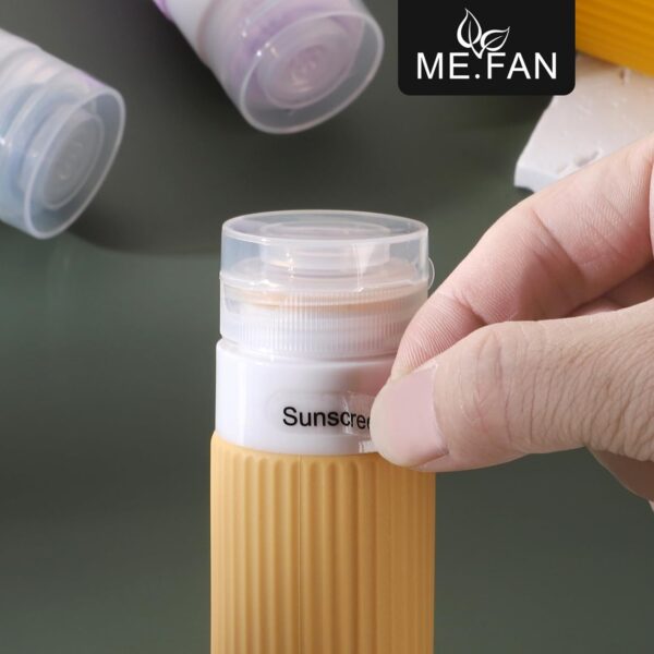 ME.FAN Travel Bottles for Toiletries, TSA Approved 3oz Silicone Travel Size Containers/Portable Split Bottle, Travel Accessories for Conditioner, Shampoo, Lotion - 4 Pack Blue - Image 6