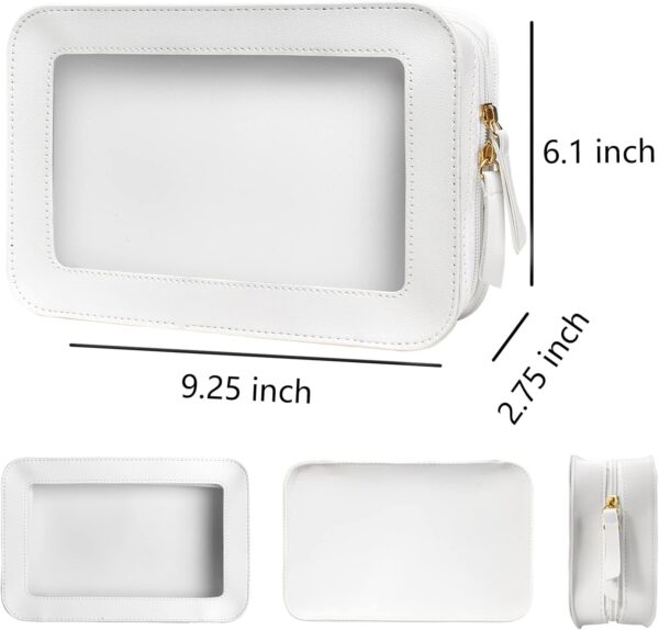 Clear Makeup Bags, TSA Approved Toiletry Bag with Zipper, Clear Makeup Organizer Fit Carry-on Travel Essentials,Clear Cosmetic Bags for Women Men (C-Beige) - Image 2