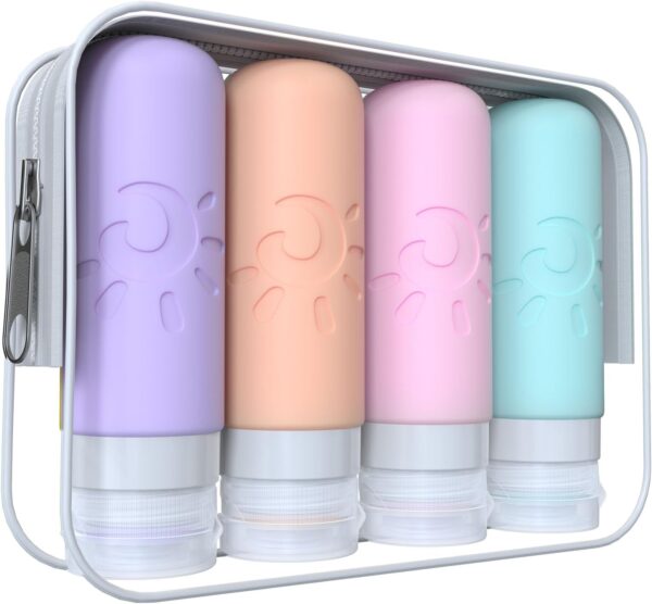 Travel Bottles for Toiletries, TSA Approved Travel Containers 3oz Leak Proof Travel Tubs Refillable Liquid Travel Accessories for Shampoo Conditioner Lotion Body Wash(Multicolored C)