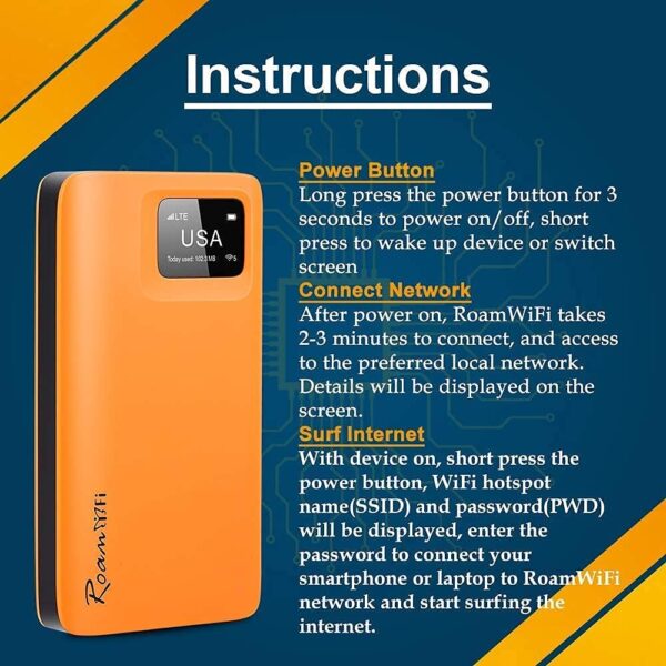 RoamWiFi 4G LTE Mobile Hotspot Router, Worldwide Portable High Speed Hotspot with US 10GB & Global 1GB Data 30Day,No SIM Card Needed,Pocket Hotspot for Travel in 160+ Countries - Image 5