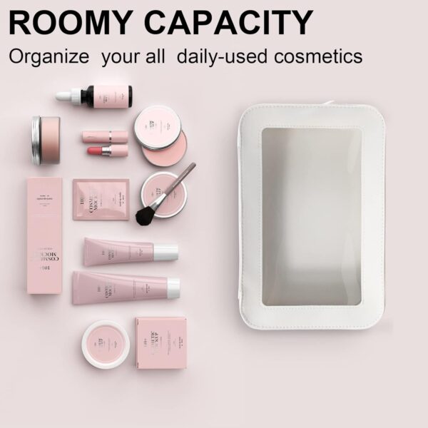 Clear Makeup Bags, TSA Approved Toiletry Bag with Zipper, Clear Makeup Organizer Fit Carry-on Travel Essentials,Clear Cosmetic Bags for Women Men (C-Beige) - Image 4