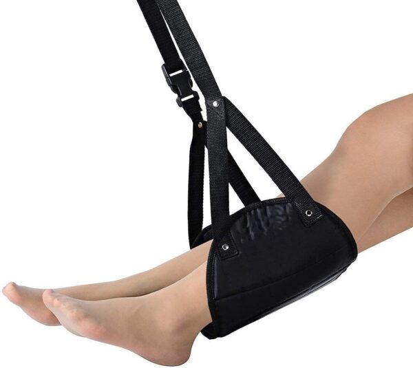 Foot Rest, Portable Travel Footrest Flight Carry-on Foot Rest Adjustable Height Foot Rest Travel Accessories Footrests Hammock (Black) (Medium) (black-2) (gray) - Image 5