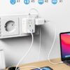 European travel Essentials Travel Adapter,UWIWUTEI Type c Travel Plug Adapter with 3 USB Ports (2 USB A & 1 USB C) and 4 AC Outlets, Type C Travel Adapter for US to Europe Iceland Spain Italy France - Image 2