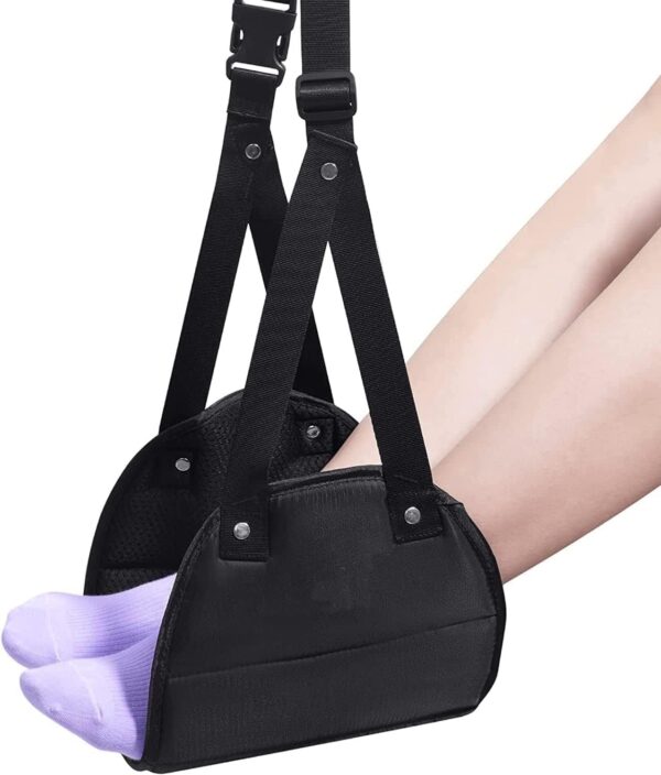 Foot Rest, Portable Travel Footrest Flight Carry-on Foot Rest Adjustable Height Foot Rest Travel Accessories Footrests Hammock (Black) (Medium) (black-2) (gray)