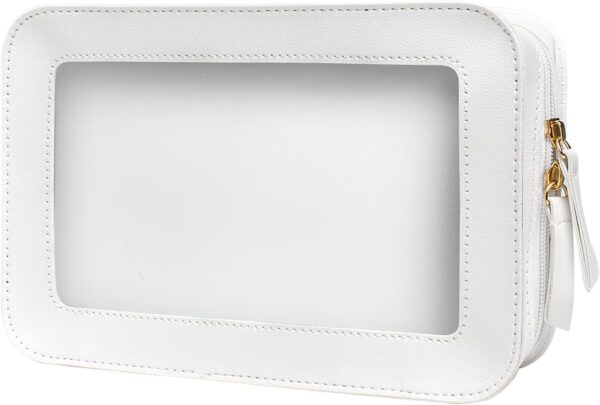 Clear Makeup Bags, TSA Approved Toiletry Bag with Zipper, Clear Makeup Organizer Fit Carry-on Travel Essentials,Clear Cosmetic Bags for Women Men (C-Beige)