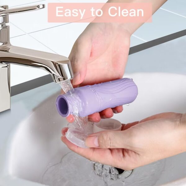 GLAMFIELDS Travel Bottles for Toiletries TSA Approved, 3oz Size Leak Proof Silicone Travel Containers for Shampoo, Lotion,Easy to Squeeze Portable, Essentials for Traveling (4 Pack) Purple - Image 5