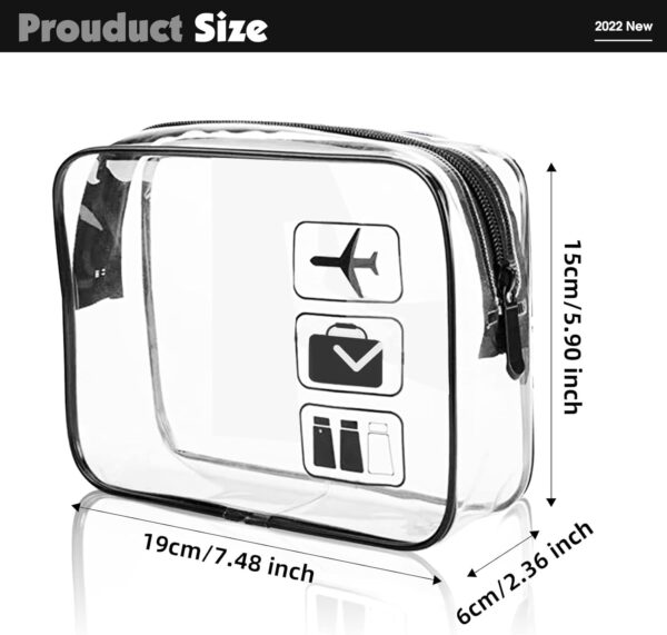 2 Pack TSA Approved Toiletry Liquids Bag, Travel Clear Toiletry Bag with Zipper and TSA Aviation Logo, Carry-on Travel Accessories | Quart Size | Cosmetic Pouch Makeup Travel Bags for Women/Men - Image 2