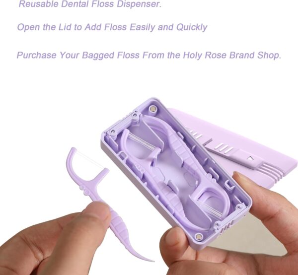 Holy Rose Portable Dental Floss Picks Dispenser - 220 Count Twin-Line Mint Flossers, Bagged Super Tuffloss, Double-line Design Action System for Superior Clean, Compact Design for Easy Storage - Image 5