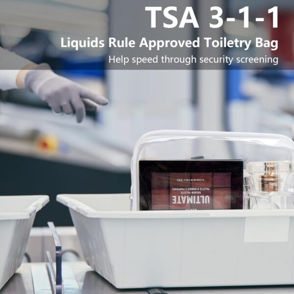 4 Pack TSA Approved Clear Travel Toiletry Bag Zippers Carry-on Travel Size Toiletries Cosmetic Pouch Clear Makeup Bags in 4 Size Travel Accessories Essentials for Men and Women (White, Pack of 4) - Image 2
