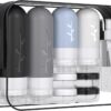 16 Pack Travel Size Toiletries Kits - Leak Proof TSA Approved Travel Bottles for Toiletries Essential - BPA Free Travel Containers for Shampoo, Conditioner, Lotion (16Pcs/Black)