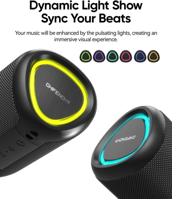 Portable Bluetooth Speaker with Lights,Powerful Crystal Clear Sound,IPX5 Waterproof,All Day Playtime,AUX&TF-Card Input,Bluetooth 5.3,TWS Paring,Small Wireless Speaker for Outdoor,Gift Ideas - Image 3