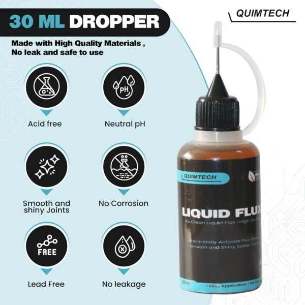 Liquid Solder Flux Dropper (30 ml/1 Oz.) I RMA Liquid Solder Flux I Soldering Flux I Electrical Solder I No Clean Liquid Flux I Rosin Flux I Soldering Flux for Electronics I Lead Free Liquid Solder I - Image 2