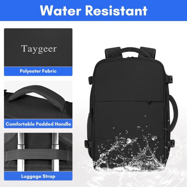 Taygeer Travel Laptop Backpack for Men Women, Airplane Approved Travel Backpack Suitcase with Usb Charging Port, Lightweight College 35l Luggage Bag 15.6inch Laptop Backpack Gifts for Business,Black - Image 7