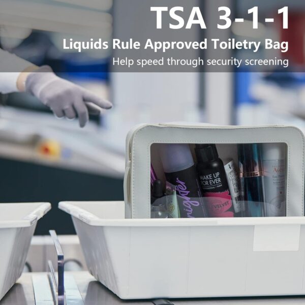 Clear Makeup Bags, TSA Approved Toiletry Bag with Zipper, Clear Makeup Organizer Fit Carry-on Travel Essentials,Clear Cosmetic Bags for Women Men (C-Beige) - Image 3