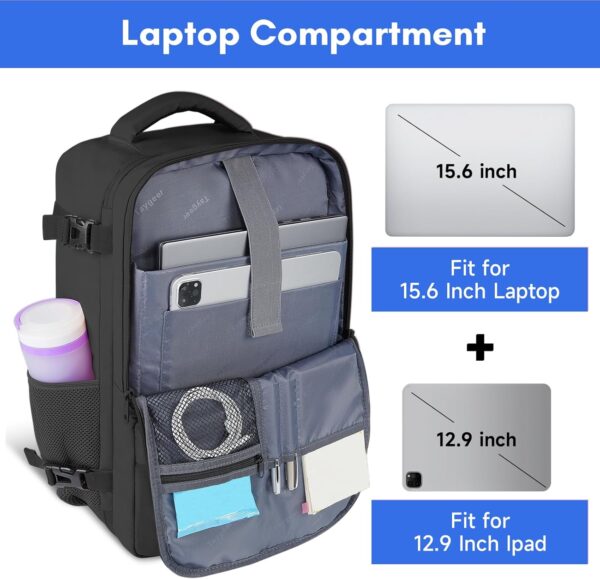 Taygeer Travel Laptop Backpack for Men Women, Airplane Approved Travel Backpack Suitcase with Usb Charging Port, Lightweight College 35l Luggage Bag 15.6inch Laptop Backpack Gifts for Business,Black - Image 5