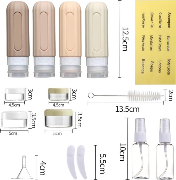 16 Pack Travel Bottles Set for Toiletries, Leakproof Travel Containers for Toiletries TSA Approved Silicone Travel Accessories Squeezable Refillable 3oz for Shampoo Conditioner Lotion - Image 4