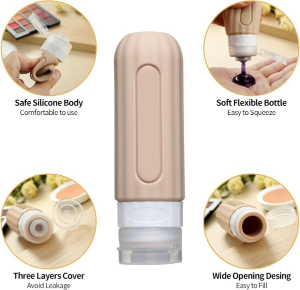 16 Pack Travel Bottles Set for Toiletries, Leakproof Travel Containers for Toiletries TSA Approved Silicone Travel Accessories Squeezable Refillable 3oz for Shampoo Conditioner Lotion - Image 2