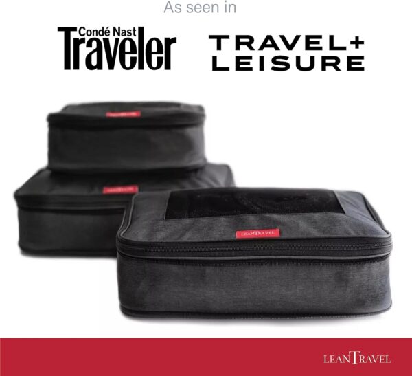 LeanTravel Compression Packing Cubes for Travel Organizers with Double Zipper (6-Pack (2L+2M+2S), Black) - Image 5