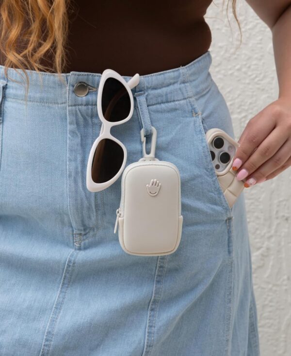 Touchland Touchette Zippered Pouch, Attachable Fashion Accessory with Snap Hook for Power Mist and Glow Mist 1FL OZ, Ivory - Image 4