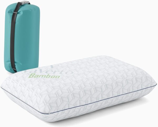 Small Memory Foam Pillow for Travel and Camping - Compressible Medium Firm, Breathable Cover, Machine Washable, Ideal Backpacking, Airplane and Car