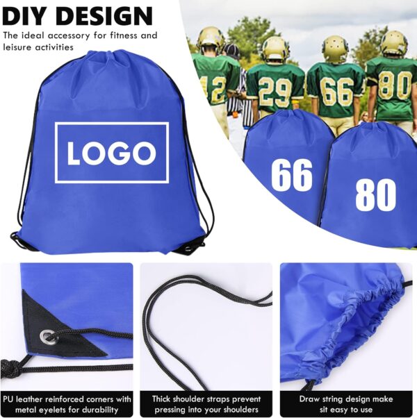 2 Pcs Drawstring Backpack Bags Sports Cinch Sack Pack Tote String Backpack Polyester Storage Swim Bags Bulk Gym Traveling for Party Sport Trip Purple Orange - Image 2