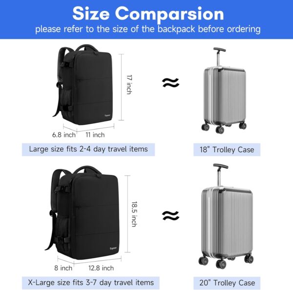 Taygeer Travel Laptop Backpack for Men Women, Airplane Approved Travel Backpack Suitcase with Usb Charging Port, Lightweight College 35l Luggage Bag 15.6inch Laptop Backpack Gifts for Business,Black - Image 6