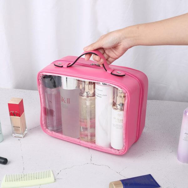 TSA Approved Toiletry Bag, Clear Travel Bag for Liquids Toiletries, Makeup Cosmetic Bag Organizer, Carry on Travel Accessories Essentials, Large Size, Rose Red - Image 7