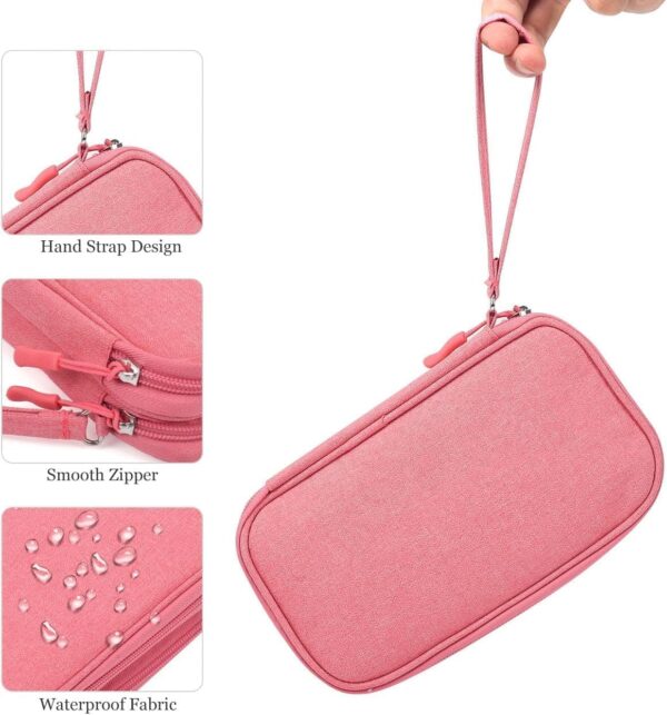 sansheng Electronics Accessories Organizer Pouch Bag, 2Pack Travel Universal Organizer for Cable, Charger, Phone, SD Card, Business Travel Gadget Bag with Zipper(Grey and Pink) - Image 7