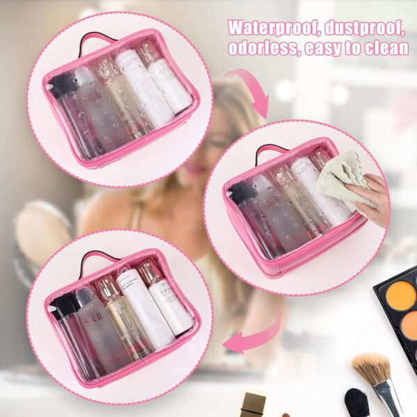TSA Approved Toiletry Bag, Clear Travel Bag for Liquids Toiletries, Makeup Cosmetic Bag Organizer, Carry on Travel Accessories Essentials, Large Size, Rose Red - Image 5