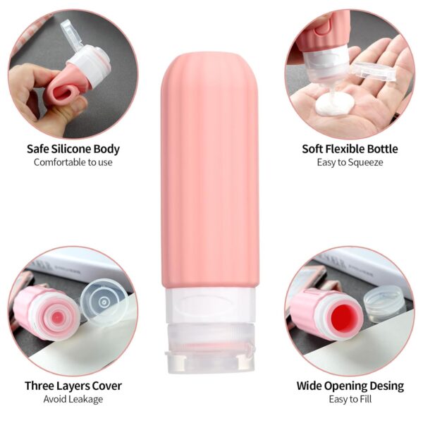 16 Pack Travel Bottles Set for Toiletries, Leakproof Travel Containers for Toiletries TSA Approved Silicone Travel Accessories Squeezable Refillable 3oz for Shampoo Conditioner Lotion - Image 2