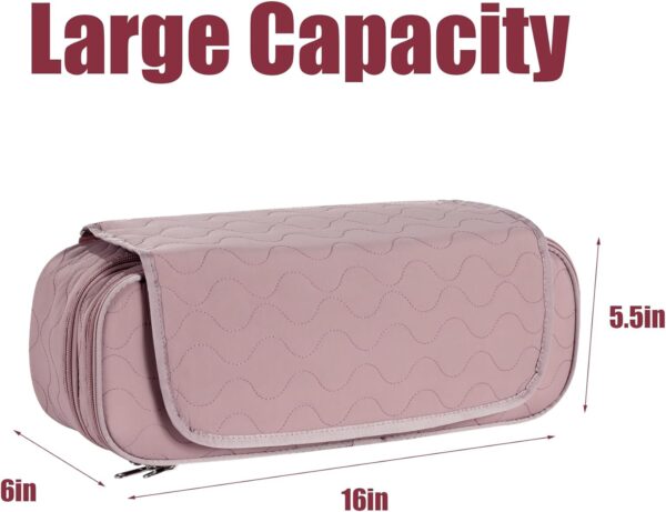 Double Layer Hair Tools Travel Bag with Heat Resistant Mat,2 in 1 Portable Organizer Hair Travel Case with Handle for Flat Irons,Hot Hair Styling Tools Travel Essentials - Image 5
