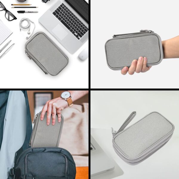 sansheng Electronics Accessories Organizer Pouch Bag, 2Pack Travel Universal Organizer for Cable, Charger, Phone, SD Card, Business Travel Gadget Bag with Zipper(Grey and Pink) - Image 6