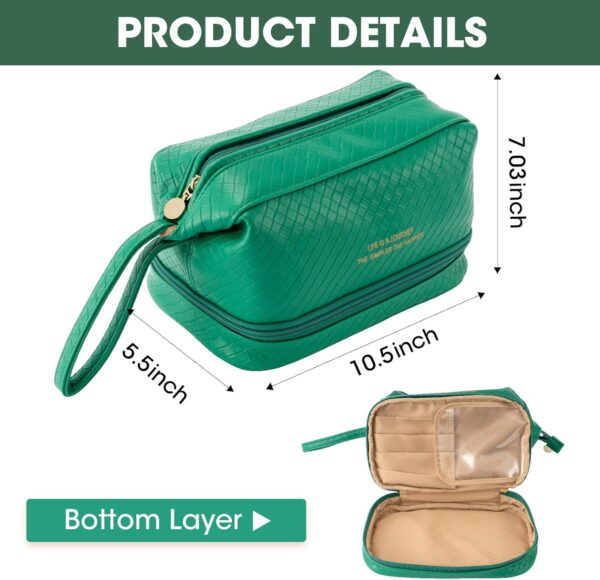 Abiudeng Large Makeup Bag,Waterproof Cosmetic Bag,Make up Travel Bag Essentials,Cute Travel Toiletry Bag for Women Makeup Bag Organizer with Bottom Pouch,Travel Size Toiletries Bag for Women - Image 2