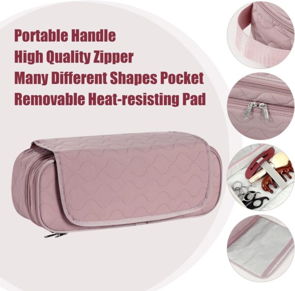 Double Layer Hair Tools Travel Bag with Heat Resistant Mat,2 in 1 Portable Organizer Hair Travel Case with Handle for Flat Irons,Hot Hair Styling Tools Travel Essentials - Image 4