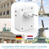 European travel Essentials Travel Adapter,UWIWUTEI Type c Travel Plug Adapter with 3 USB Ports (2 USB A & 1 USB C) and 4 AC Outlets, Type C Travel Adapter for US to Europe Iceland Spain Italy France - Image 3